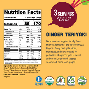 Organic Beet Jerky - Ginger Teriyaki - 6 x 57g